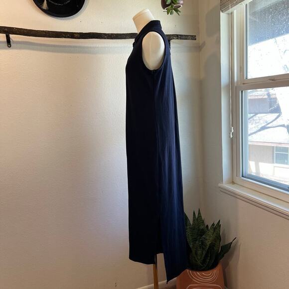 Soft Surroundings Dark Blue Sleeveless Button Detailed Front Midi Dress Size S - Picture 5 of 14